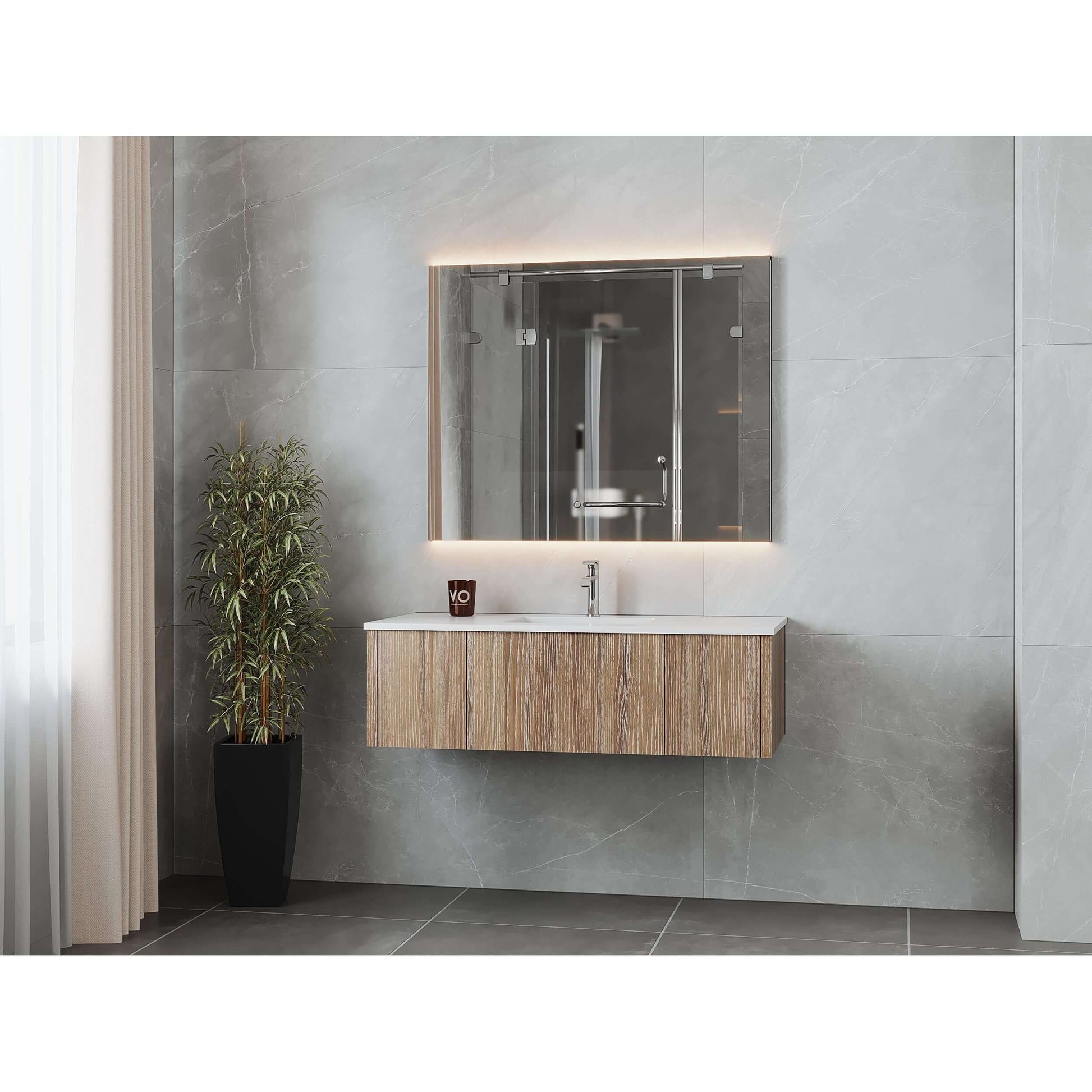 Legno 48" Weathered Grey Bathroom Vanity with Matte White VIVA Stone Solid Surface Countertop - 313LGN-48WG-MW