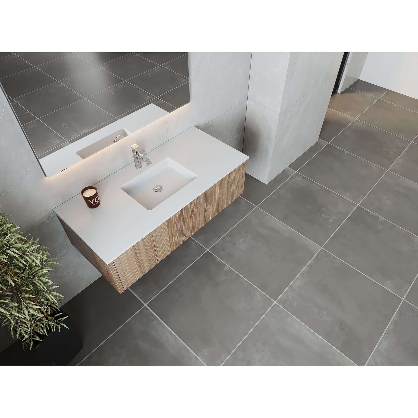 Legno 48" Weathered Grey Bathroom Vanity with Matte White VIVA Stone Solid Surface Countertop - 313LGN-48WG-MW