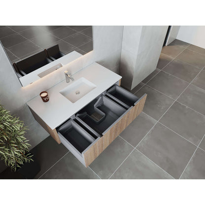 Legno 48" Weathered Grey Bathroom Vanity with Matte White VIVA Stone Solid Surface Countertop - 313LGN-48WG-MW