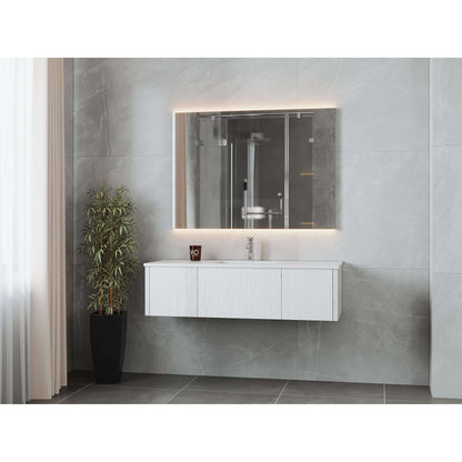 Legno 54" Alabaster White Bathroom Vanity with Matte White VIVA Stone Solid Surface Countertop - 313LGN-54AW-MW