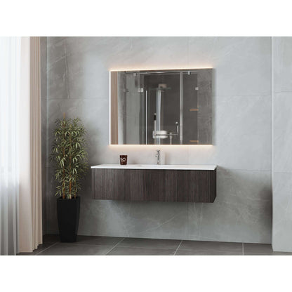 Legno 54" Carbon Oak Bathroom Vanity with Matte White VIVA Stone Solid Surface Countertop - 313LGN-54CR-MW