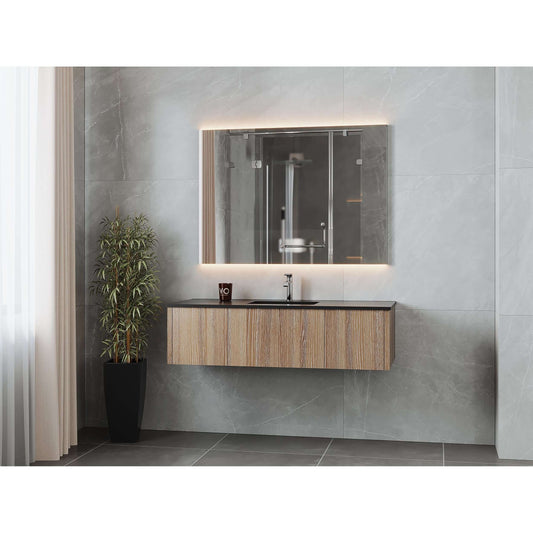 Legno 54" Weathered Grey Bathroom Vanity with Matte Black VIVA Stone Solid Surface Countertop - 313LGN-54WG-MB