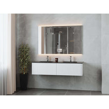 Load image into Gallery viewer, Legno 60&quot; Alabaster White Double Sink Bathroom Vanity with Matte Black VIVA Stone Solid Surface Countertop - 313LGN-60DAW-MB