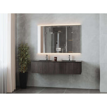 Load image into Gallery viewer, Legno 60&quot; Carbon Oak Double Sink Bathroom Vanity with Matte Black VIVA Stone Solid Surface Countertop - 313LGN-60DCR-MB