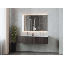Load image into Gallery viewer, Legno 60&quot; Carbon Oak Double Sink Bathroom Vanity with Matte White VIVA Stone Solid Surface Countertop - 313LGN-60DCR-MW