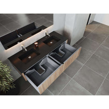 Load image into Gallery viewer, Legno 60&quot; Weathered Grey Double Sink Bathroom Vanity with Matte Black VIVA Stone Solid Surface Countertop - 313LGN-60DWG-MB