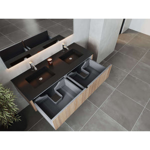 Legno 60" Weathered Grey Double Sink Bathroom Vanity with Matte Black VIVA Stone Solid Surface Countertop - 313LGN-60DWG-MB
