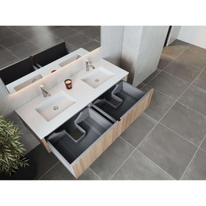 Legno 60" Weathered Grey Double Sink Bathroom Vanity with Matte White VIVA Stone Solid Surface Countertop - 313LGN-60DWG-MW