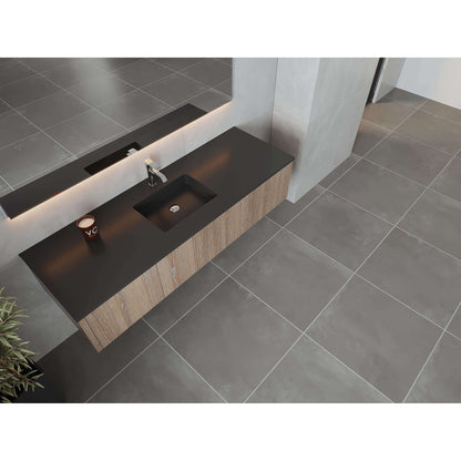 Legno 66" Weathered Grey Bathroom Vanity with Matte Black VIVA Stone Solid Surface Countertop - 313LGN-66WG-MB