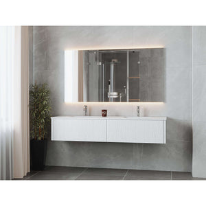 Legno 72" Alabaster White Double Sink Bathroom Vanity with Matte White VIVA Stone Solid Surface Countertop - 313LGN-72DAW-MW