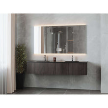 Load image into Gallery viewer, Legno 72&quot; Carbon Oak Double Sink Bathroom Vanity with Matte Black VIVA Stone Solid Surface Countertop - 313LGN-72DCR-MB