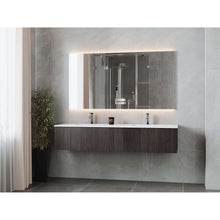 Load image into Gallery viewer, Legno 72&quot; Carbon Oak Double Sink Bathroom Vanity with Matte White VIVA Stone Solid Surface Countertop - 313LGN-72DCR-MW