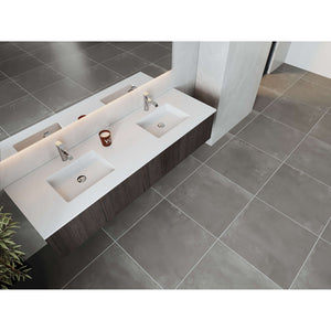 Legno 72" Carbon Oak Double Sink Bathroom Vanity with Matte White VIVA Stone Solid Surface Countertop - 313LGN-72DCR-MW