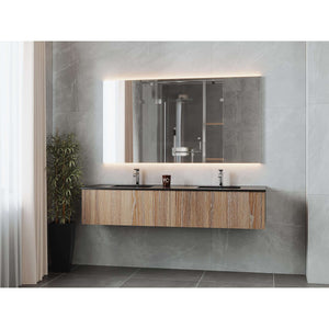 Legno 72" Weathered Grey Double Sink Bathroom Vanity with Matte Black VIVA Stone Solid Surface Countertop - 313LGN-72DWG-MB