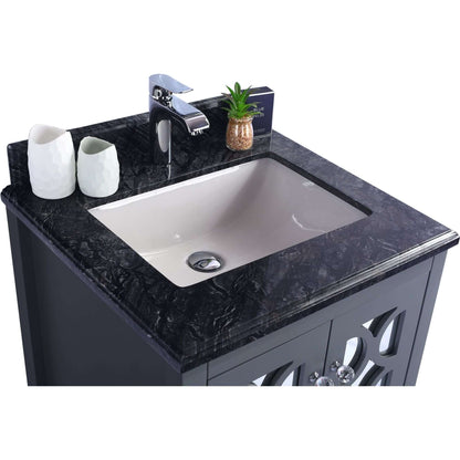 Mediterraneo 24" Grey Bathroom Vanity with Black Wood Marble Countertop - 313MKSH-24G-BW