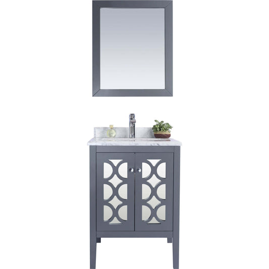 Mediterraneo 24" Grey Bathroom Vanity with White Carrara Marble Countertop - 313MKSH-24G-WC