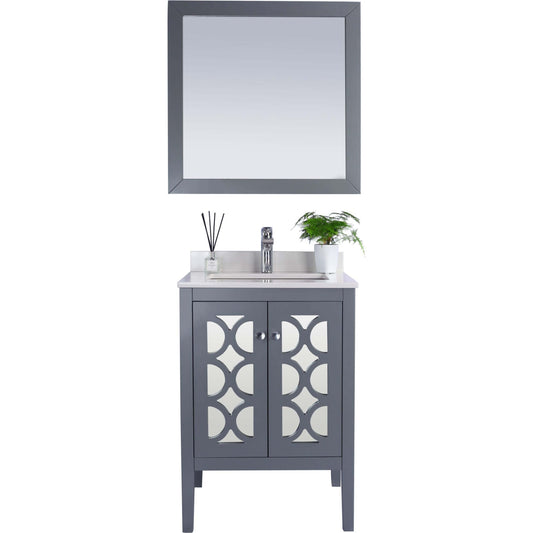 Mediterraneo 24" Grey Bathroom Vanity with White Quartz Countertop - 313MKSH-24G-WQ