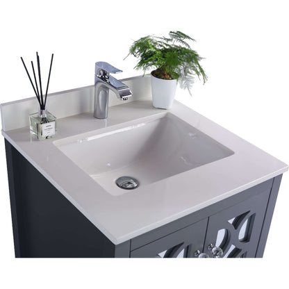 Mediterraneo 24" Grey Bathroom Vanity with White Quartz Countertop - 313MKSH-24G-WQ