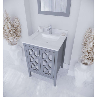 Mediterraneo 24" Grey Bathroom Vanity with White Quartz Countertop - 313MKSH-24G-WQ