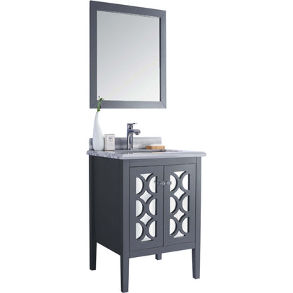 Mediterraneo 24" Grey Bathroom Vanity with White Stripes Marble Countertop - 313MKSH-24G-WS