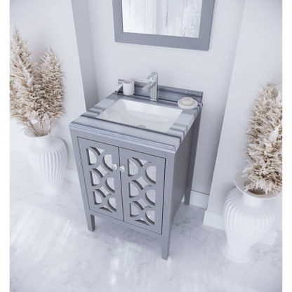 Mediterraneo 24" Grey Bathroom Vanity with White Stripes Marble Countertop - 313MKSH-24G-WS