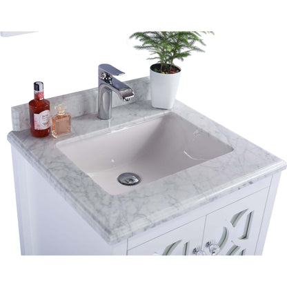 Mediterraneo 24" White Bathroom Vanity with White Carrara Marble Countertop - 313MKSH-24W-WC