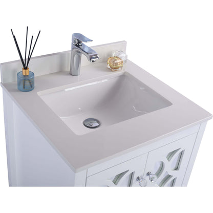 Mediterraneo 24" White Bathroom Vanity with White Quartz Countertop - 313MKSH-24W-WQ