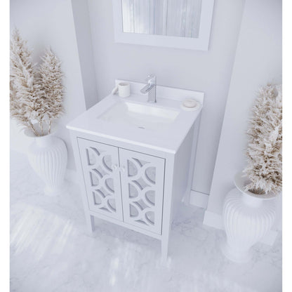 Mediterraneo 24" White Bathroom Vanity with White Quartz Countertop - 313MKSH-24W-WQ