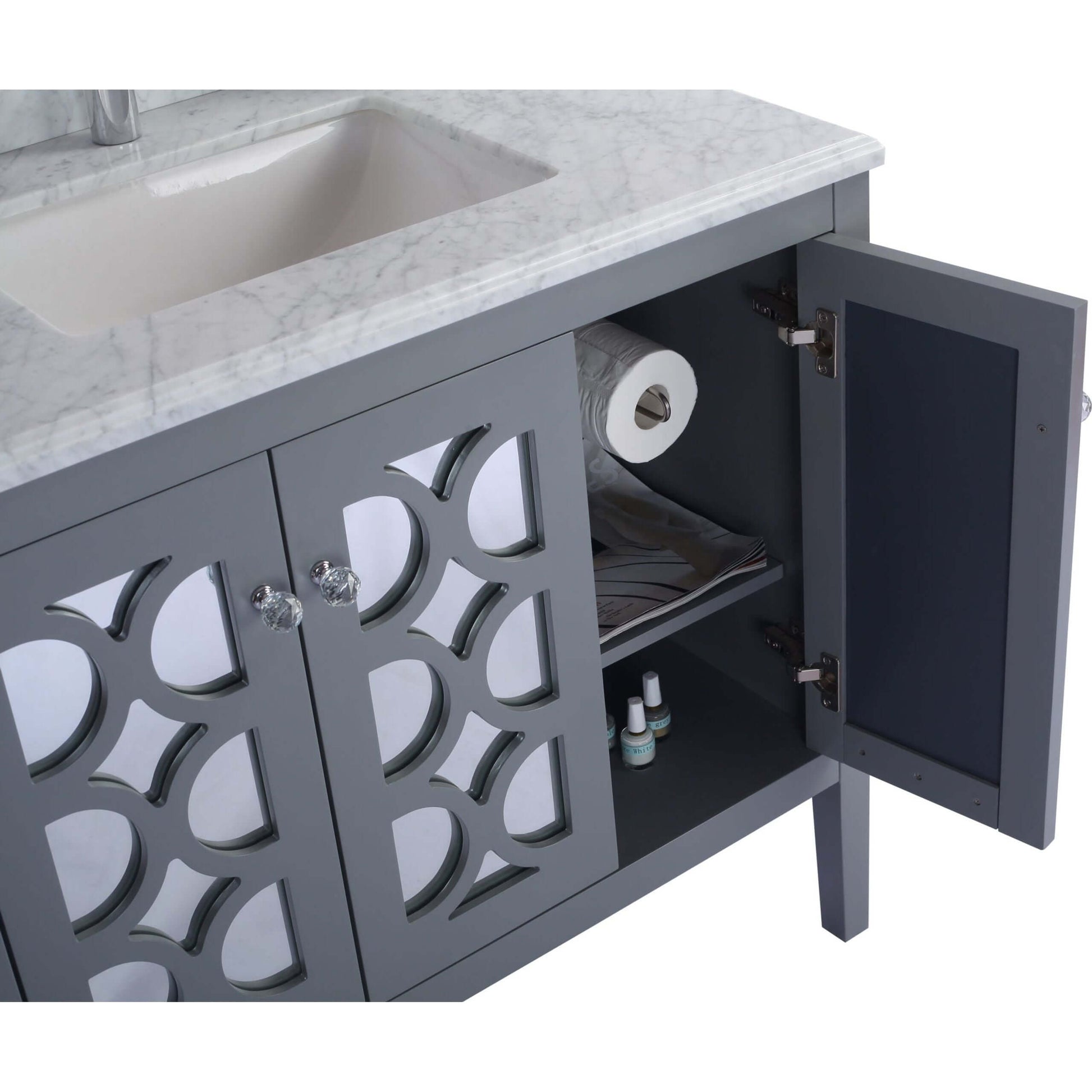 Mediterraneo 36" Grey Bathroom Vanity with Matte Black VIVA Stone Solid Surface Countertop - 313MKSH-36G-MB