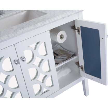 Mediterraneo 36" White Bathroom Vanity with White Carrara Marble Countertop - 313MKSH-36W-WC