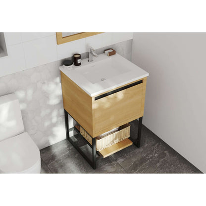 Alto 24" California White Oak Bathroom Vanity with Matte White VIVA Stone Solid Surface Countertop - 313SMR-24CO-MW