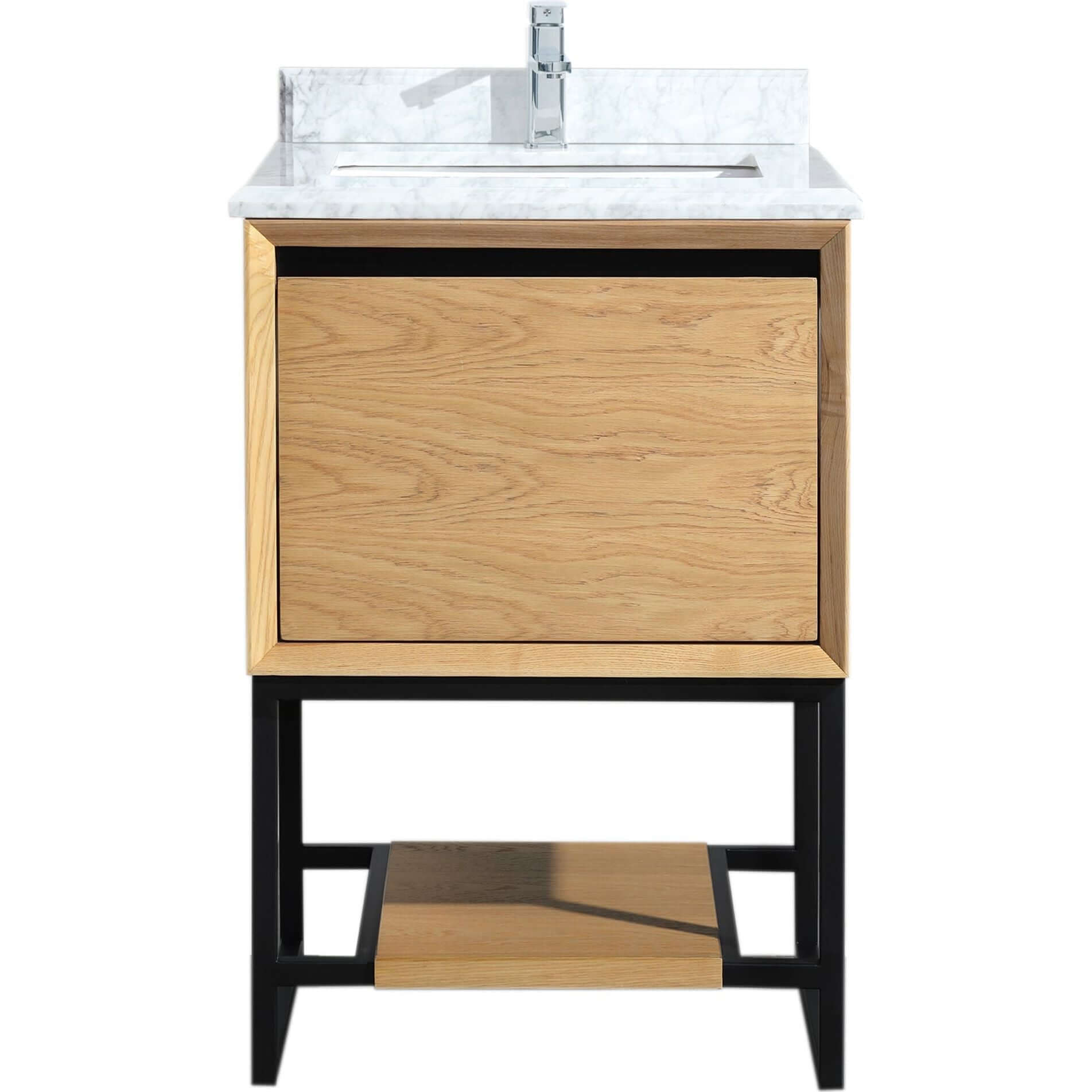 Alto 24" California White Oak Bathroom Vanity with White Carrara Marble Countertop - 313SMR-24CO-WC