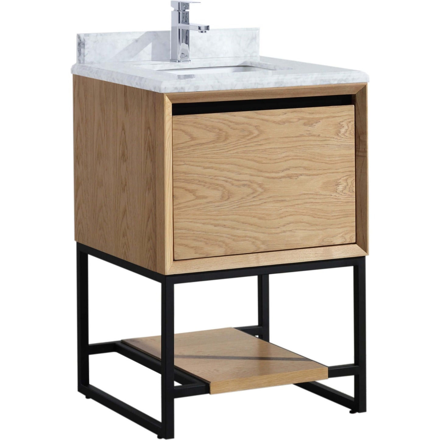 Alto 24" California White Oak Bathroom Vanity with White Carrara Marble Countertop - 313SMR-24CO-WC