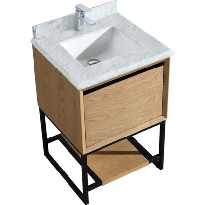 Alto 24" California White Oak Bathroom Vanity with White Carrara Marble Countertop - 313SMR-24CO-WC