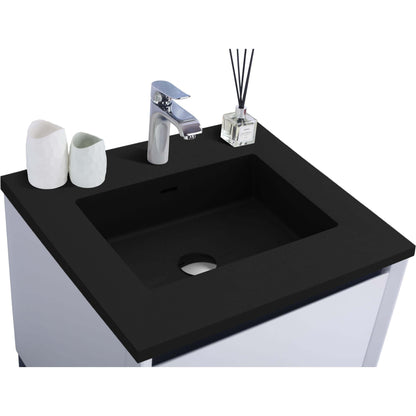 Alto 24" White Bathroom Vanity with Matte Black VIVA Stone Solid Surface Countertop - 313SMR-24W-MB