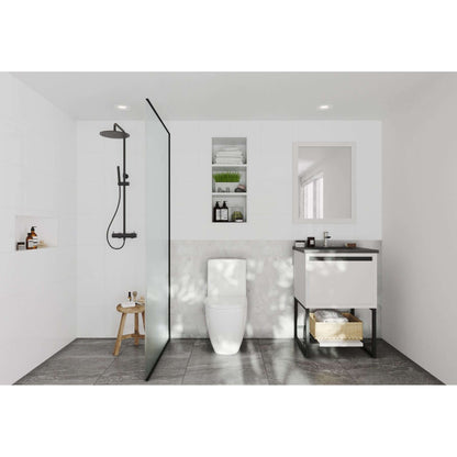 Alto 24" White Bathroom Vanity with Matte Black VIVA Stone Solid Surface Countertop - 313SMR-24W-MB