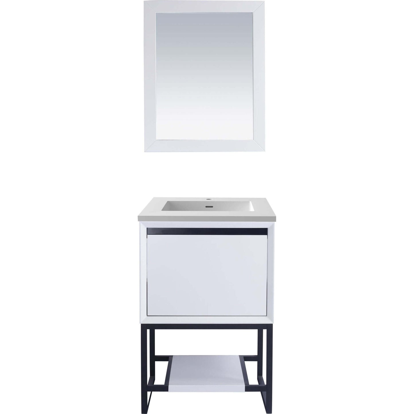 Alto 24" White Bathroom Vanity with Matte White VIVA Stone Solid Surface Countertop - 313SMR-24W-MW