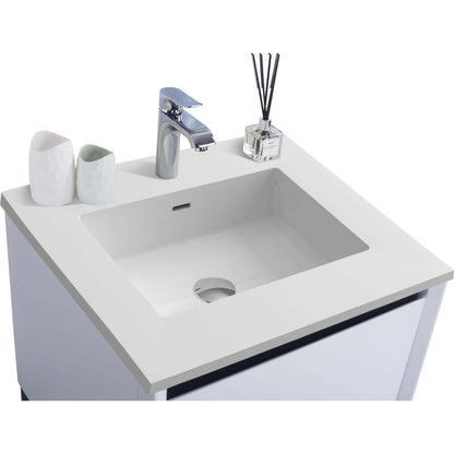 Alto 24" White Bathroom Vanity with Matte White VIVA Stone Solid Surface Countertop - 313SMR-24W-MW