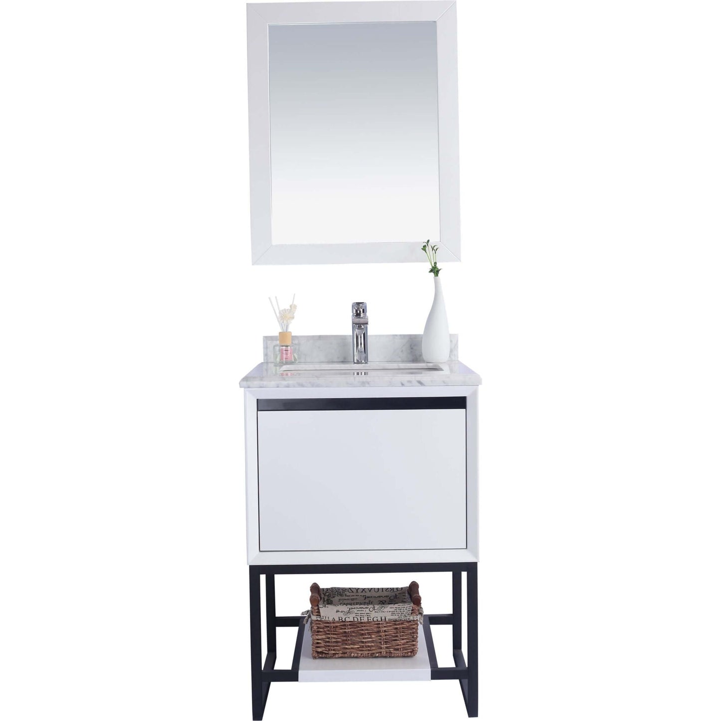 Alto 24" White Bathroom Vanity with White Carrara Marble Countertop - 313SMR-24W-WC