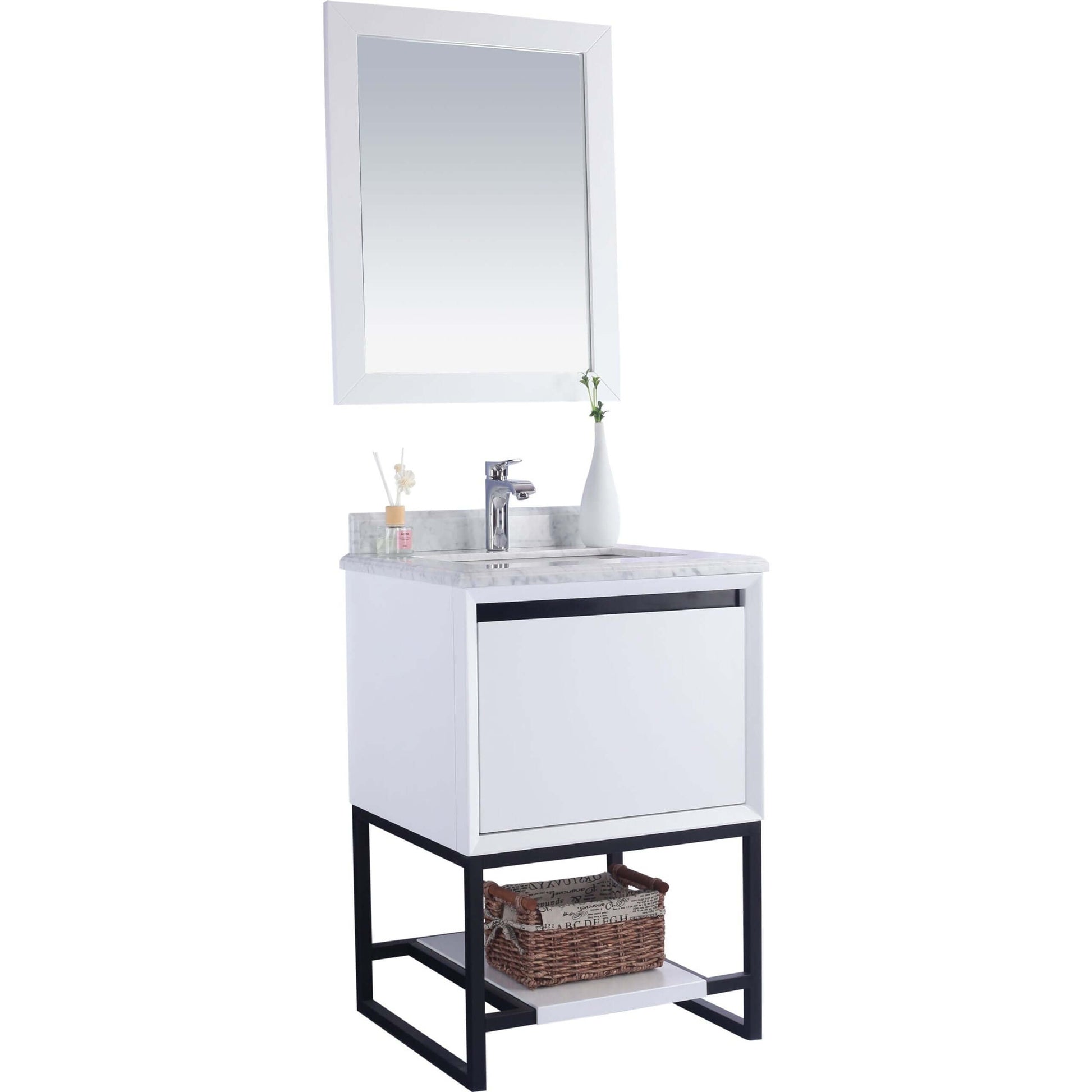 Alto 24" White Bathroom Vanity with White Carrara Marble Countertop - 313SMR-24W-WC