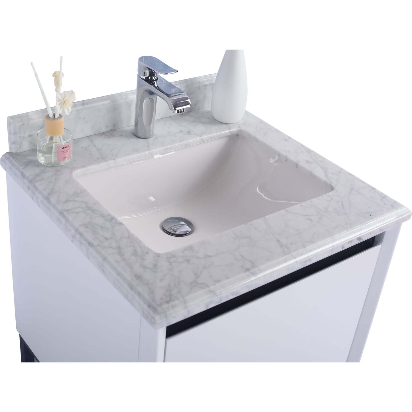 Alto 24" White Bathroom Vanity with White Carrara Marble Countertop - 313SMR-24W-WC