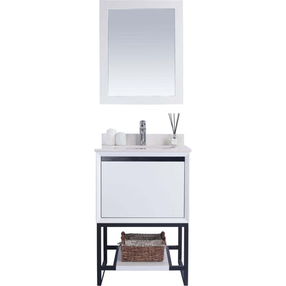 Alto 24" White Bathroom Vanity with White Quartz Countertop - 313SMR-24W-WQ