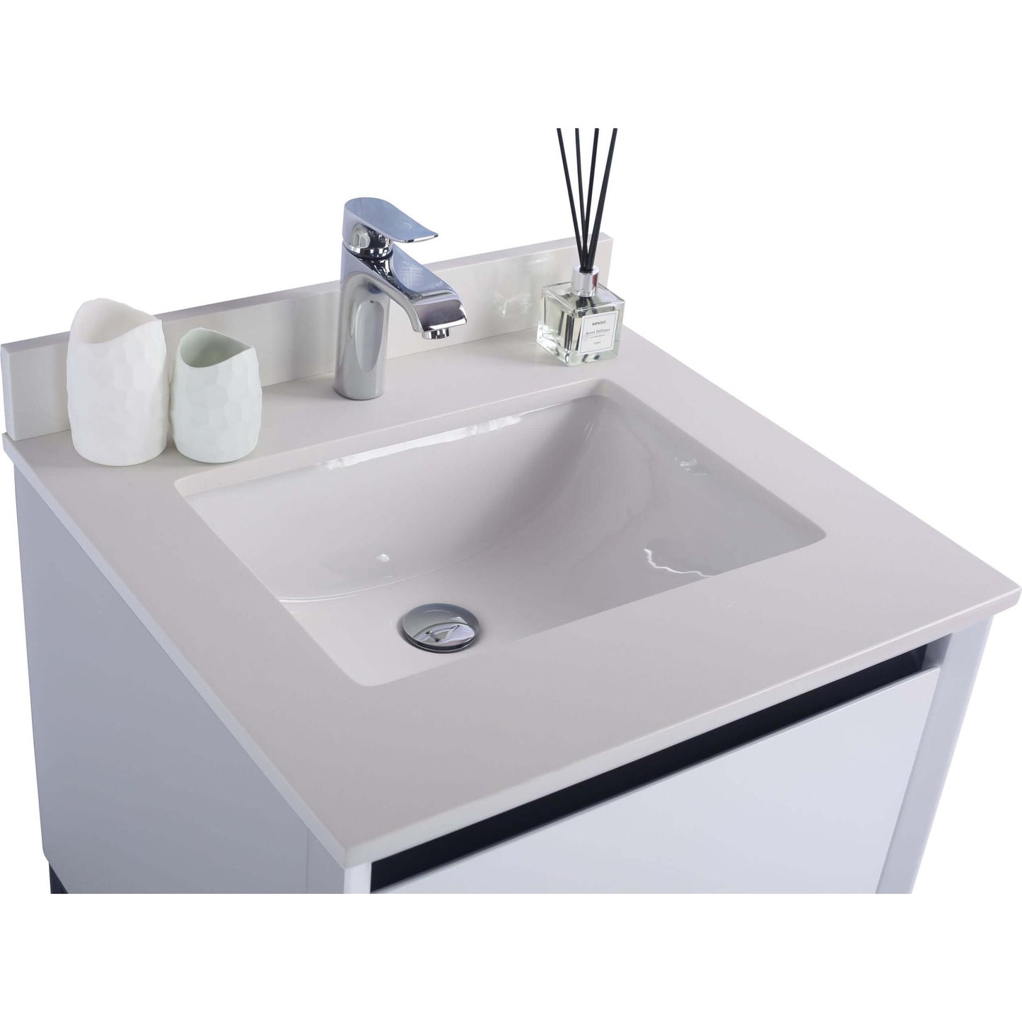 Alto 24" White Bathroom Vanity with White Quartz Countertop - 313SMR-24W-WQ