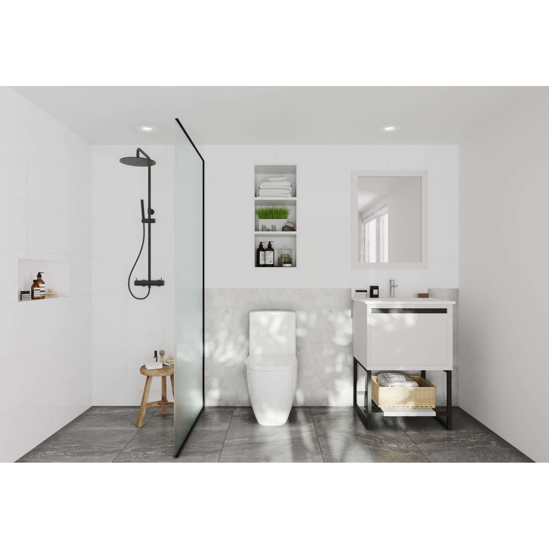 Alto 24" White Bathroom Vanity with White Quartz Countertop - 313SMR-24W-WQ