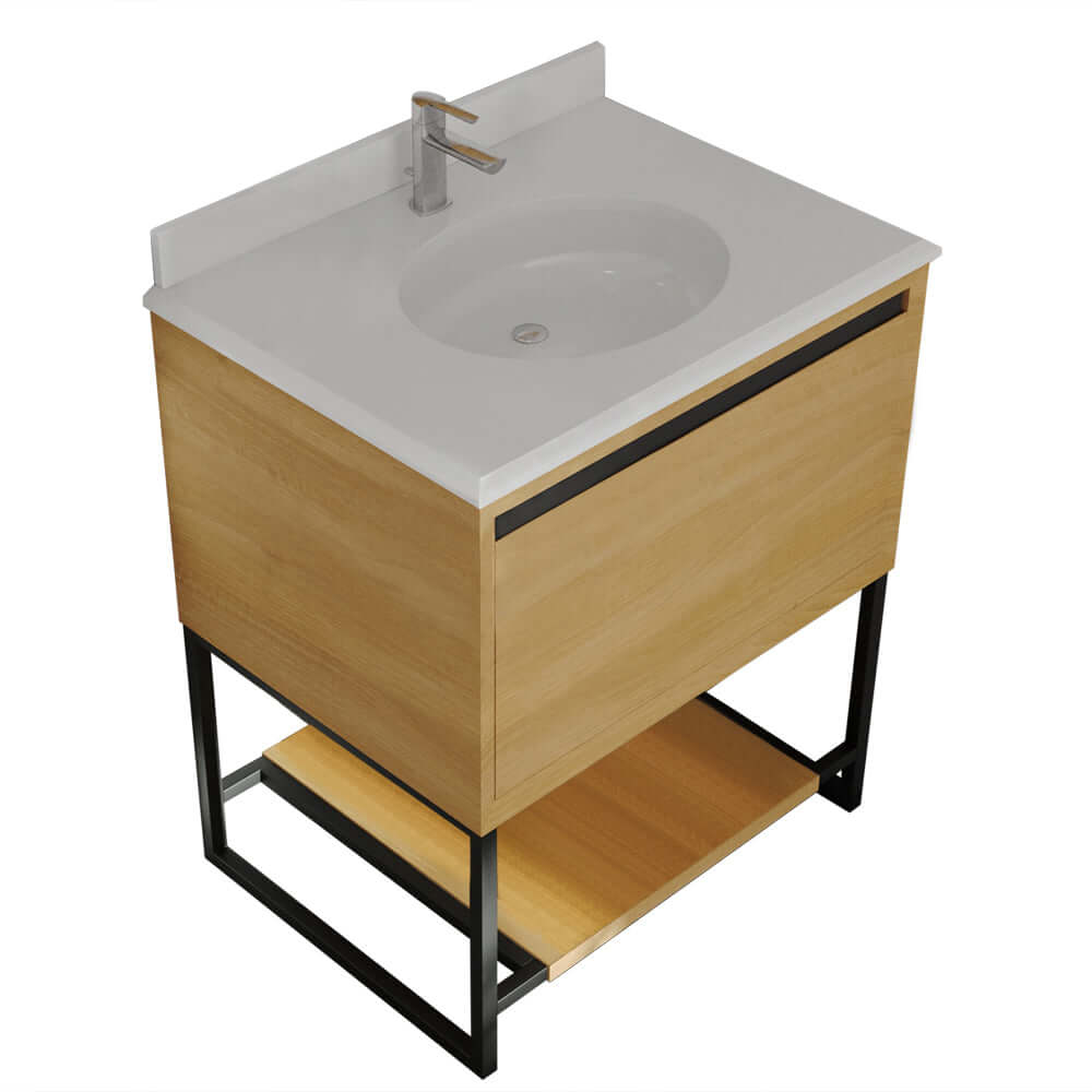 Alto 30" California White Oak Bathroom Vanity with Pure White Phoenix Stone Countertop - 313SMR-30CO-PW