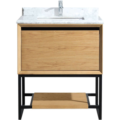 Alto 30" California White Oak Bathroom Vanity with White Carrara Marble Countertop - 313SMR-30CO-WC