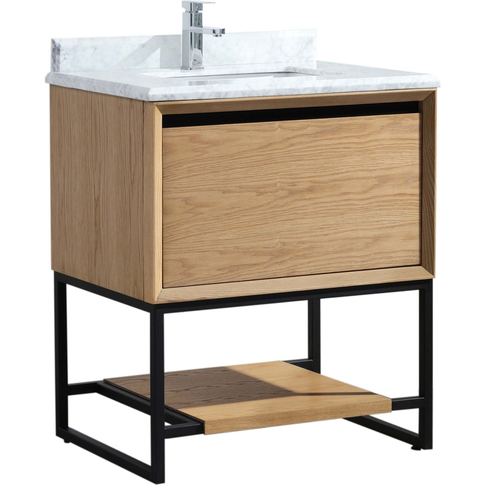 Alto 30" California White Oak Bathroom Vanity with White Carrara Marble Countertop - 313SMR-30CO-WC