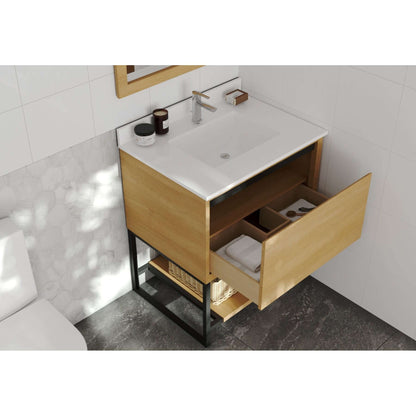 Alto 30" California White Oak Bathroom Vanity with White Quartz Countertop - 313SMR-30CO-WQ