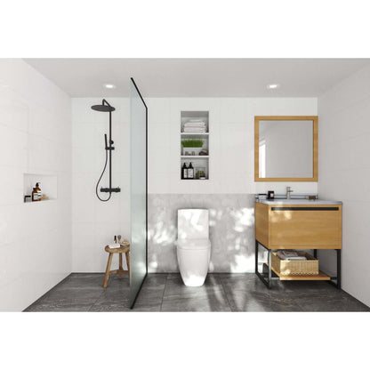 Alto 30" California White Oak Bathroom Vanity with White Stripes Marble Countertop - 313SMR-30CO-WS