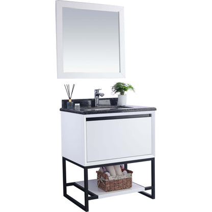 Alto 30" White Bathroom Vanity with Black Wood Marble Countertop - 313SMR-30W-BW